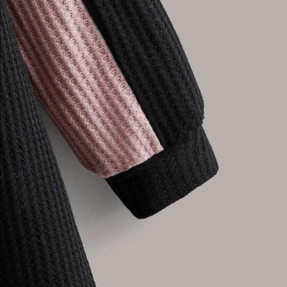 NEW Boutique! Waffle Pink/BLK/White Contrast Dress - Picture 3 of 4